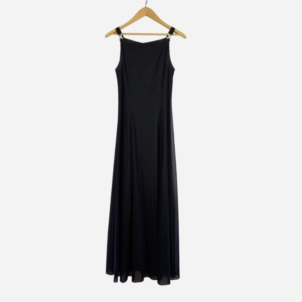 Betsy & Adam by‎ Jaslene Metallic Formal Maxi Gown Black Blue